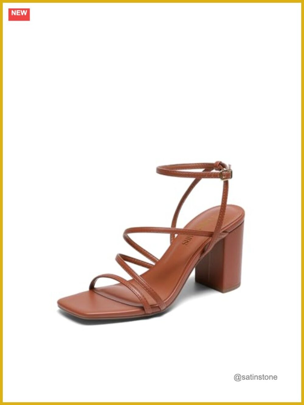 Women's Chunky Heel Square Toe Sandals Faux Leather Block Heel Dress Shoes